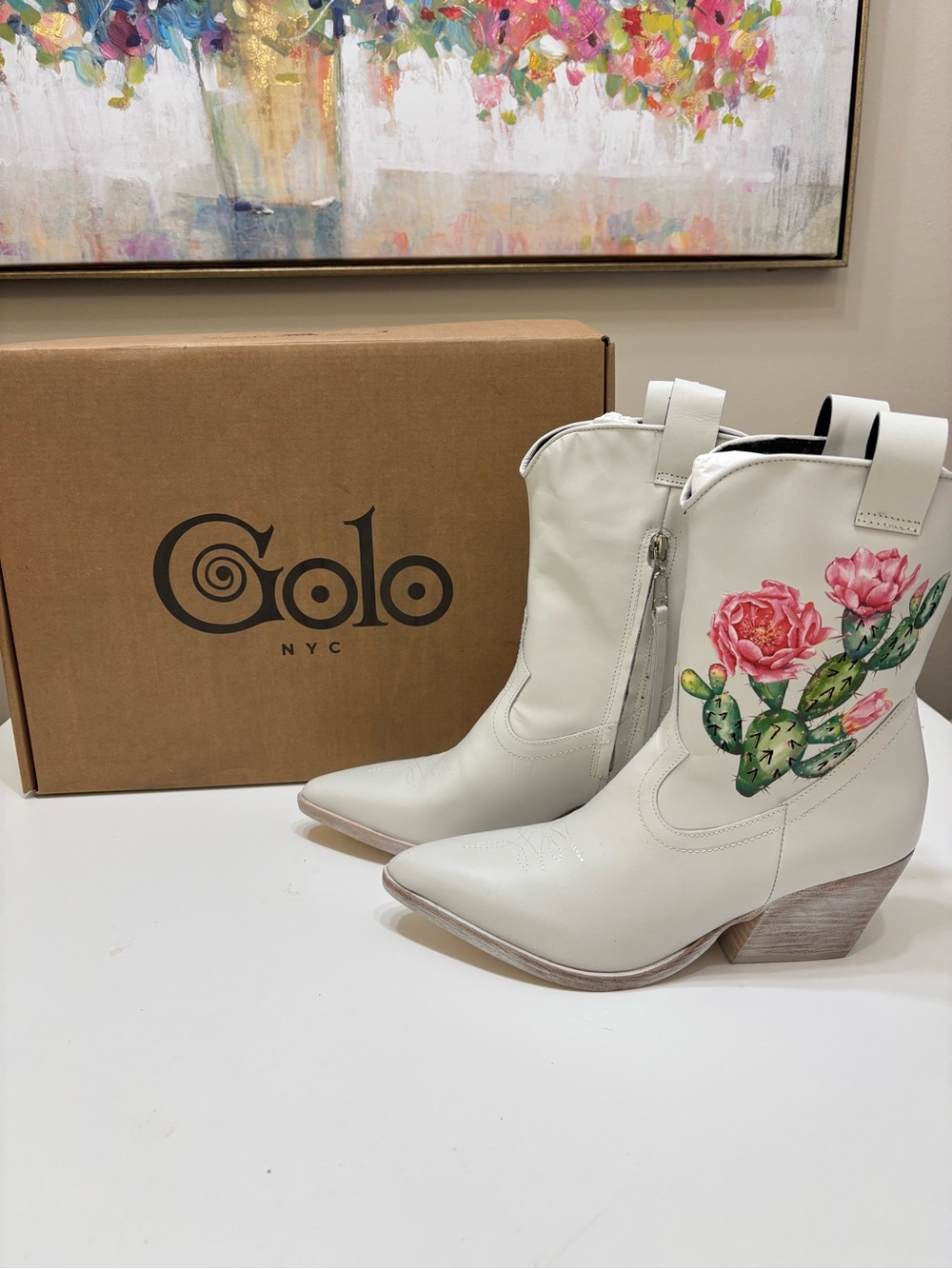 🌵 Golo NYC White Leather Cowgirl Boots — NWT — Sz 37
